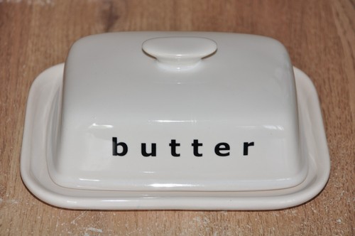 Ceramic white butter dish - ceramic,