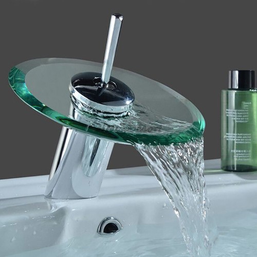 Chrome round glass waterfall - chrome,