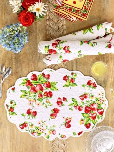 Strawberry basket linen - strawberry,