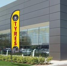 Tyre flags & banners great for garages Car tyres 3.5m  flag pole + Base