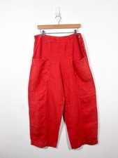 Oska Trousers Size 3 UK 14 16 Balloon Barrel Leg Lagenlook Heavy Linen Pockets