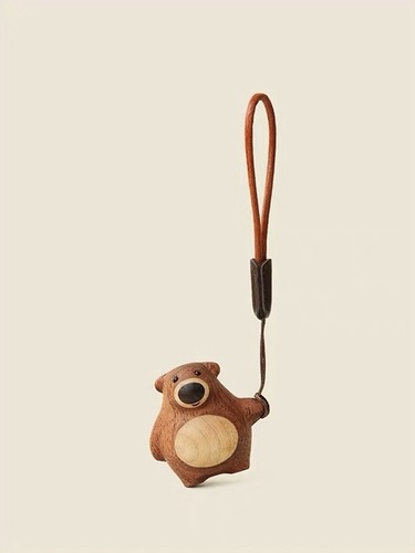 Handmade wooden bear statue - a,