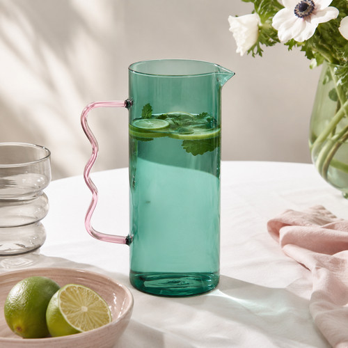 Large green glass jug - large,
