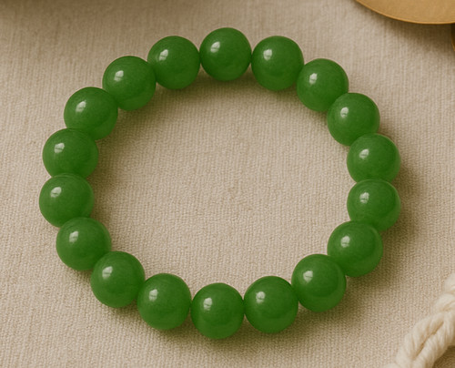 Green jade beaded bracelet - green,