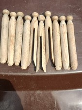 Wooden 'dolly' pegs, vintage, a collection of 10 similar pegs in good condition