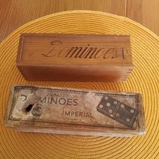 2 Vintage Dominoes Imperial St George Series  Crystalate  1 Wooden box Dominoes 
