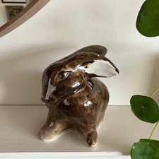 Vintage  David Sharp Pottery Rye Large  Hare / Rabbit Money Box with stopper