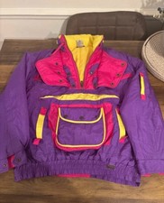 Vintage Rodeo SkiJacket 80s 90s Retro Purple Pink YellowAnorak Pullover Size 164