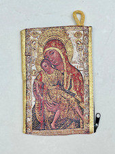 Virgin Mary & Baby Jesus Icon Purse – Tapestry Rosary Pouch, Religious Gift