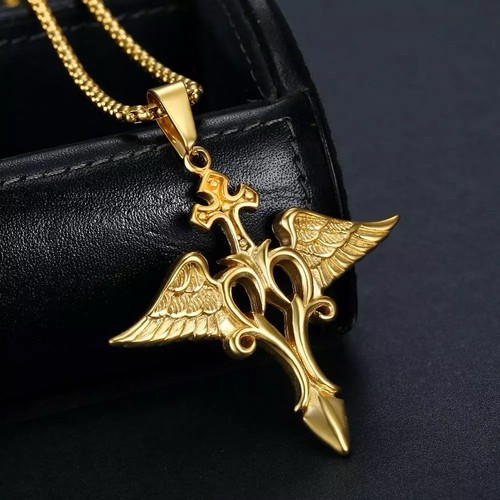 10x gold angel wing cross - 10x,