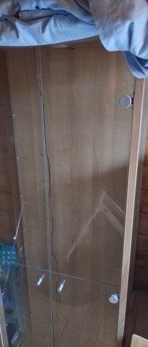 Brown wood glass 2 door - &,