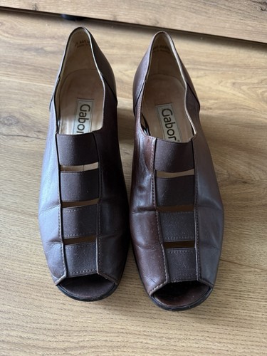 Gabor brown leather peep toe - gabor,