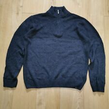Weird Fish Jumper Mens L Large Navy Blue 1/4 Zip Wool