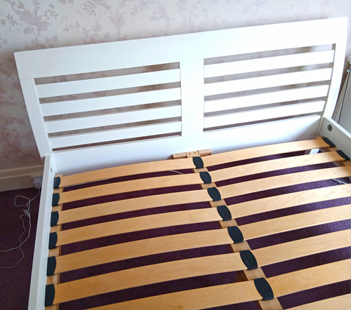 White wooden king size bed - wooden,