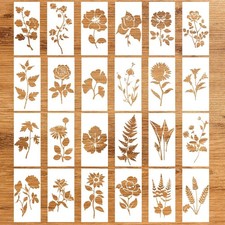 24pcs Wildflower Stencils for