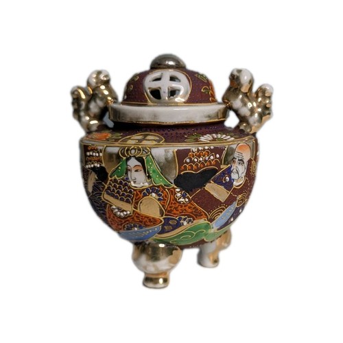 Antique satsuma incense burner - incense,
