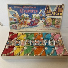 Original Vintage Boxed Set of 12 Tissue Crepe Christmas Crackers
