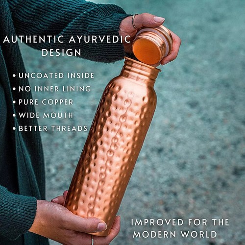 Copper water bottle handmade - water,