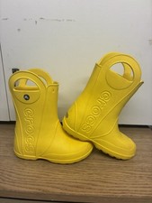 CROCS DESIGNER HANDLE IT BOYS GIRLS KIDS YELLOW UK 1 EU 32-33 WELLINGTON BOOTS