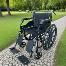 24" Wheelchair Lightweight Self Propelled Folding Brake Armrest Protable Chair