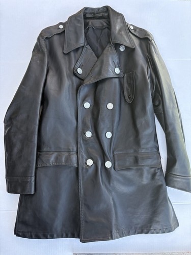 Police leather jacket - leather, vintage