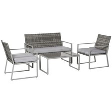 Outsunny 4PCS Outdoor Patio PE Rattan Wicker Sofa Chaise Lounge Furniture Set
