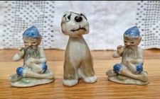 VINTAGE THREE WADE WHIMSIES TWO IRISH LEPRECHAUNS & DISNEY COLONEL FIGURES