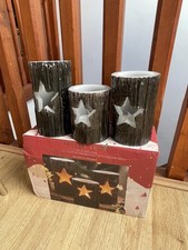 Next Set Of 3 Real Wax Flameless LED Candles  Festive Spice Christmas Home Decor