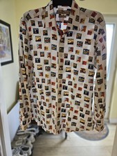 Claudio Lugli Shirt Size Large L long Sleeve Mens White fruit labels Pure Cotton