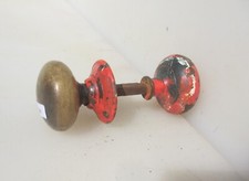 Victorian Brass Door Knobs Handles Old Architectural Antique 1 Plate