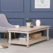 Refectory Rectangular Acacia Wood Rustic French 140cm Coffee Table Braid Carving