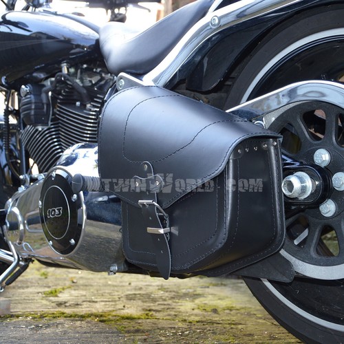 Black leather swingarm saddle - black,