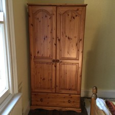 Ducal Victoria Pine Double Wardrobe with Drawer (Tall, Hanging Rail, Solid Wood)