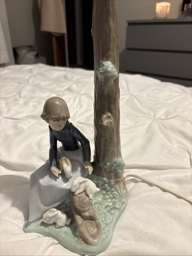 Lladro lamp girl sitting with - lladro,