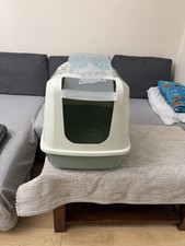 Hooded Cat Litter Tray Box with Grey Flap Door H37.5 x W38.8 x D57.7cm