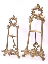 Pair Of Vintage BRASS EASELS Ornate Book/Picture Display Stands 13" & 16" - H30