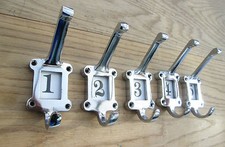 5 X CHROME IRON  SCHOOL COAT HOOKS CERAMIC No's ANTIQUE SHABBY CHIC INDUSTRIAL