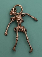 Vintage Sterling Silver Articulated Skeleton Charm Moving Arms Legs (Halloween)