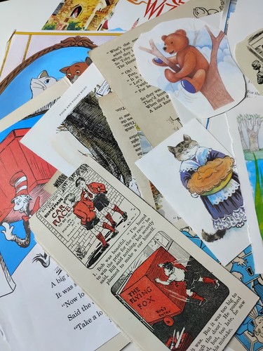 Vintage childrens book pages - book,
