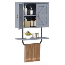 COSTWAY Bathroom Wall Cabinet Wall-Mounted Medicine Cabinet-Grey