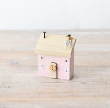 Pink Wooden House Decoration 8cm