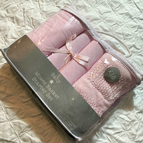 Girls baby pink moses basket - baby,