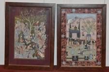 Beautiful Pair of Antique Indo-Persian Mughal By Hussain Gouache  Paintings Mint