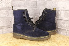 BLUE VELVET ANKLE BOOTS SIZE 4 / 37 BY DR. MARTENS WELL USED
