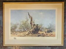 Huge Framed Signed Limited Edition Print  "Rhino Beware" by David Shepherd O.B.E