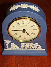 Vintage Wedgwood Cherubs Cobalt Blue Mantle Clock. 1993. Boxed with paperwork.
