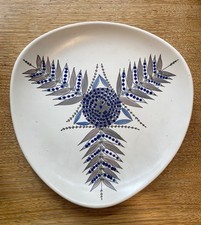 Vtg 50s 60s Stavangerflint Inger Waage Triangle Dish 10" Norway Scandinavian VGC