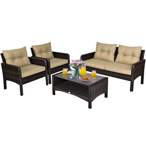 4pcs patio rattan furniture - patio,
