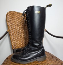 Dr Martens 1420 Knee High Black Smooth Leather 20 Holes Tall Boots Size Uk 5
