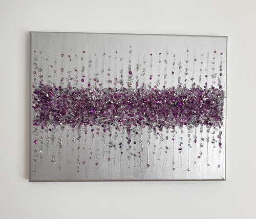 Silver purple sparkly glass - purple,
